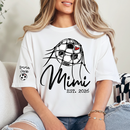 Children's Sports T-shirt, Custom Printed With Name, For Grandma, Soccer Mimi brand, Customizable With FoundingYear