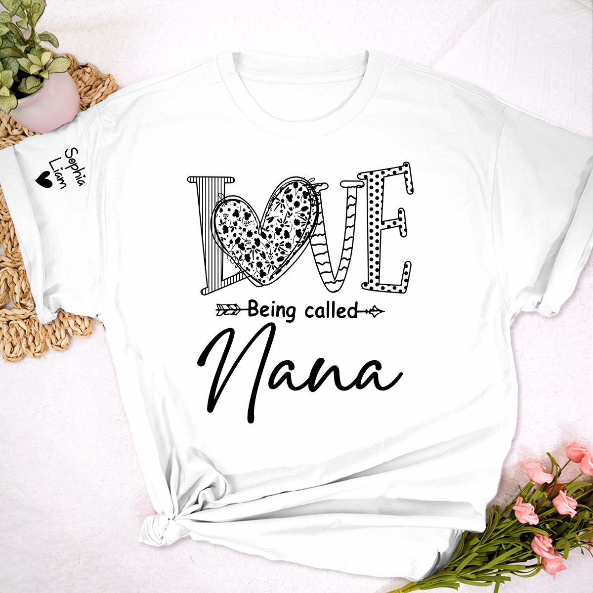 Personalized Nana Shirt for Grandma, Love Being Called Nana Quote Tee, Cute Family Role Clothing for Women