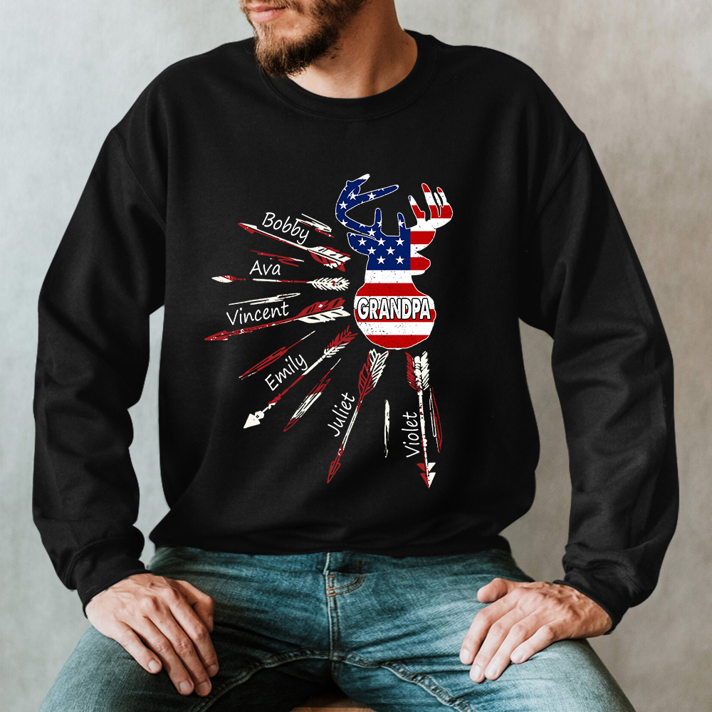 Papa with grandkids USA arrow deer hunting Sweatshirt