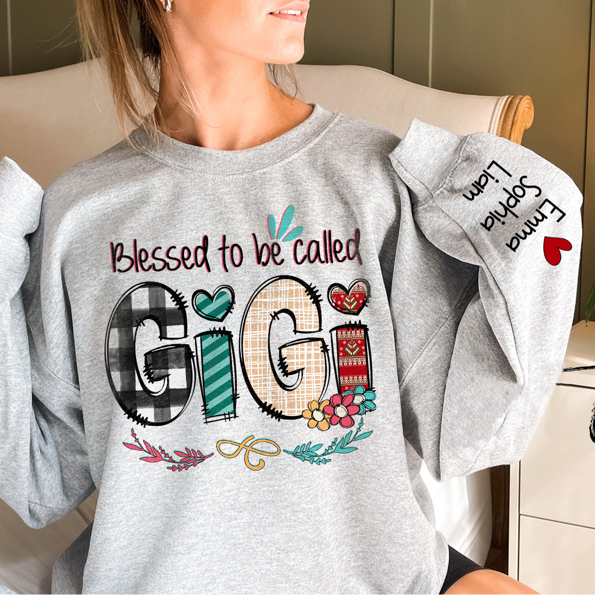 Blessed To Be Called Gigi, Custom Gigi And Kids, Grandma Gift TH Sweatshirt