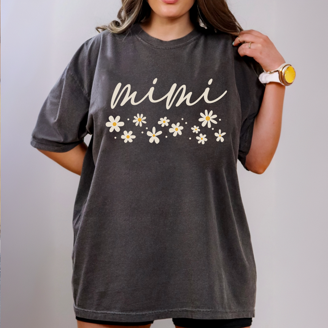 Comfort Colors® Floral Daisy T-Shirt, Custom Nicknames for Mimi And Kids