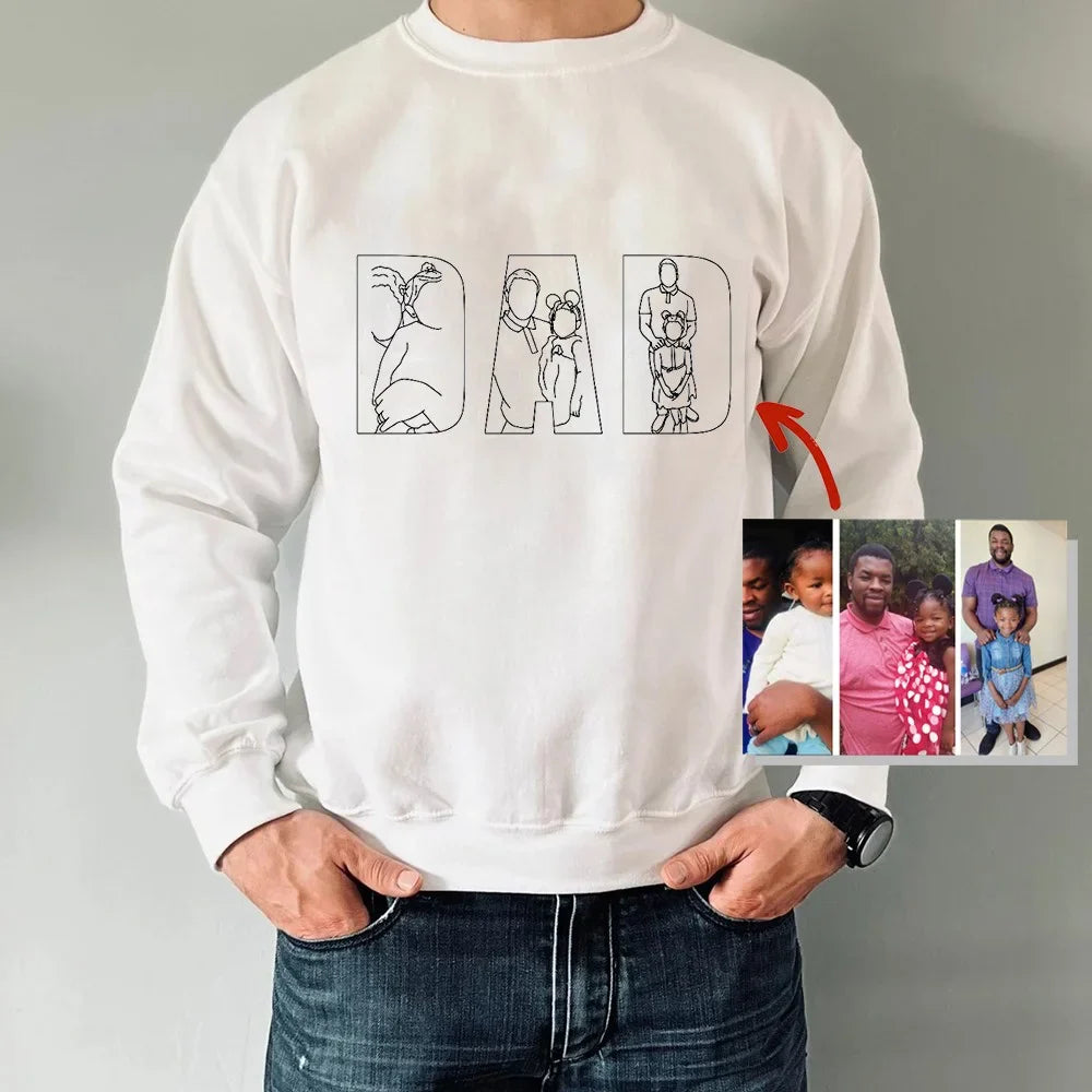 Custom Photo Portrait Embroidery Sweatshirt Gift For Dad And Mom Sweatshirt
