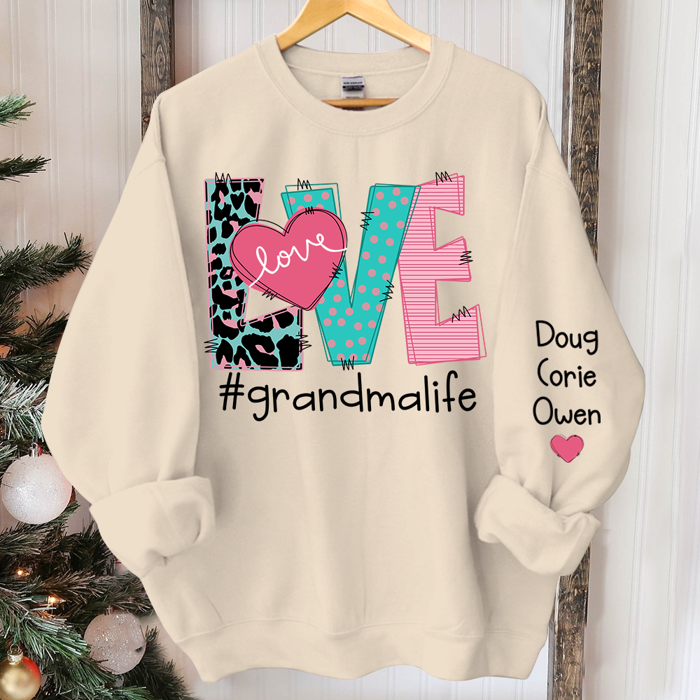 Personalized Love Grandma Life Trend Sweatshirt, Custom Grandma and Grandkids Sweatshirt