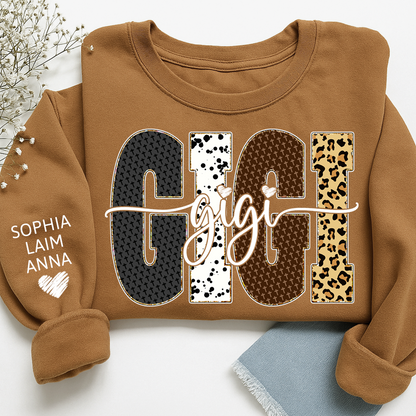 Bible Art & Lettering, Personalized Gigi Sweatshirt – Custom Grandchild Name on Sleeve