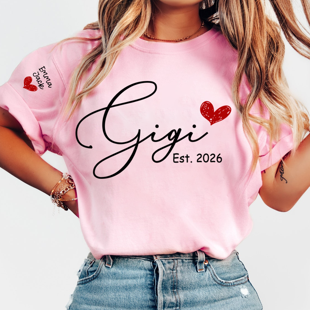 Personalized Gigi T-Shirt Est. 2026 for Grandmothers Custom Name Gift