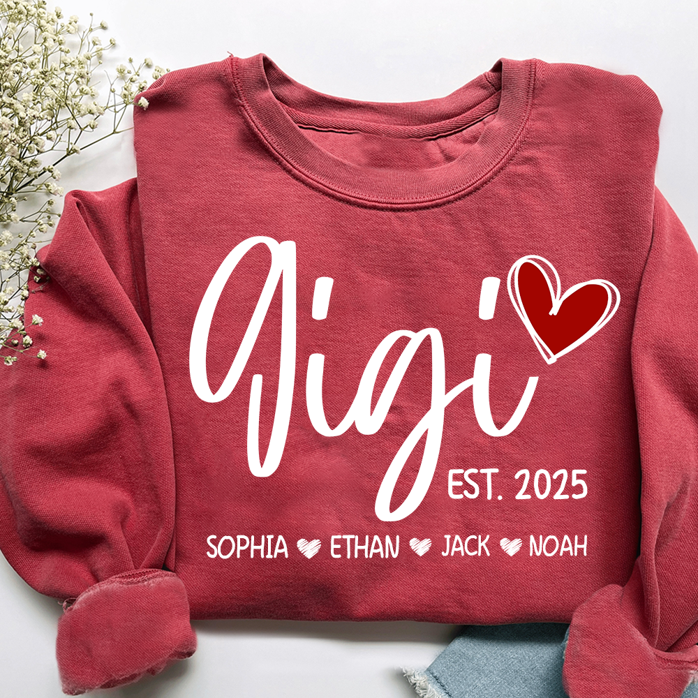 Personalized Gigi Heart Sweatshirt, Custom Gifts for Grandma And Kids