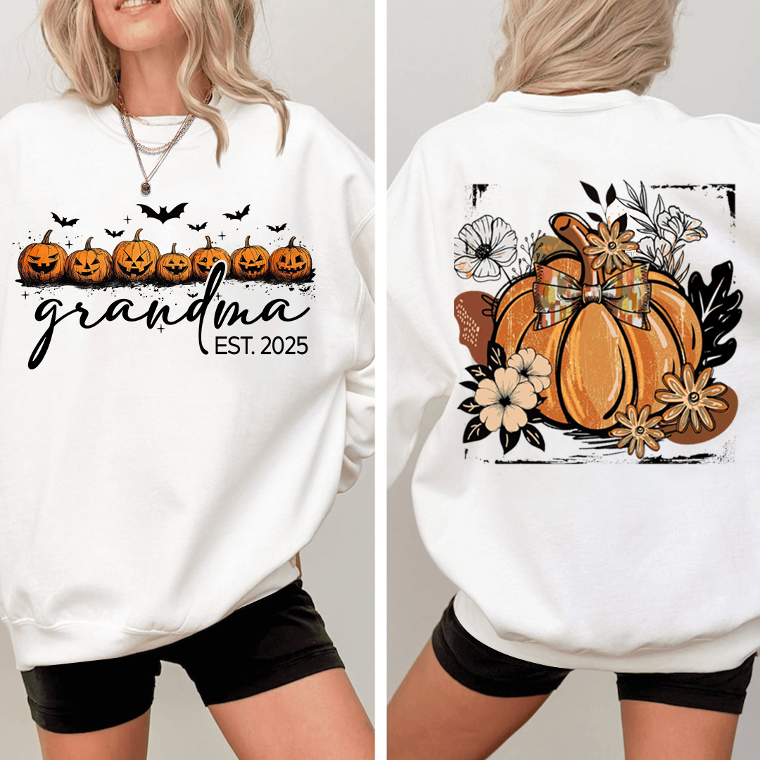 Vintage Autumn with Floral Fall Pumpkin, Custom Nicknames for Grandma and Kids