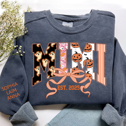 Personalized Halloween Grandma Sweatshirt, Custom Mimi And Kids Names