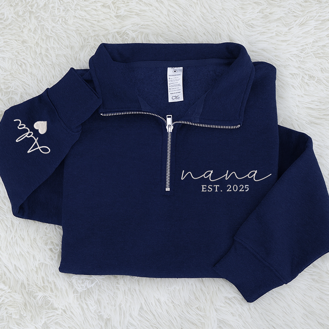 Personalized Hand Embroidered Nana Est Sweater, Warm Christmas Pullover, Unique Gift for Grandma and Family