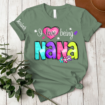 Personalized I Love Being Gigi Shirt, Custom Nickname and Grandkids' Names T-Shirt