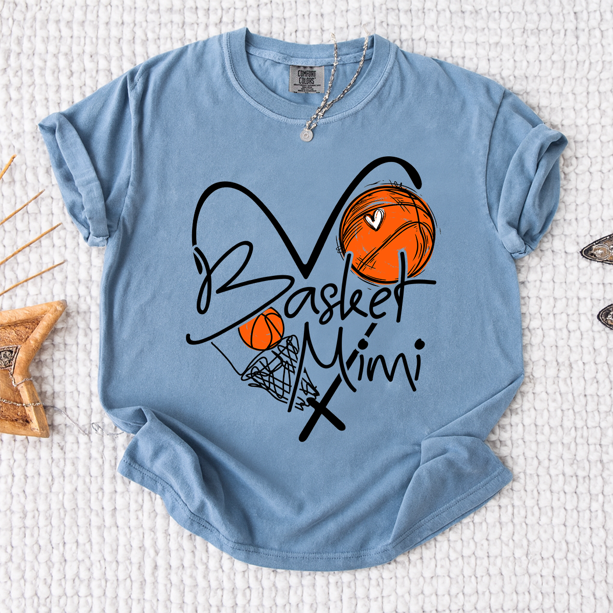 Comfort Basketball Mimi Shirt Personalized with Grandkids Names, For Gift Grandma
