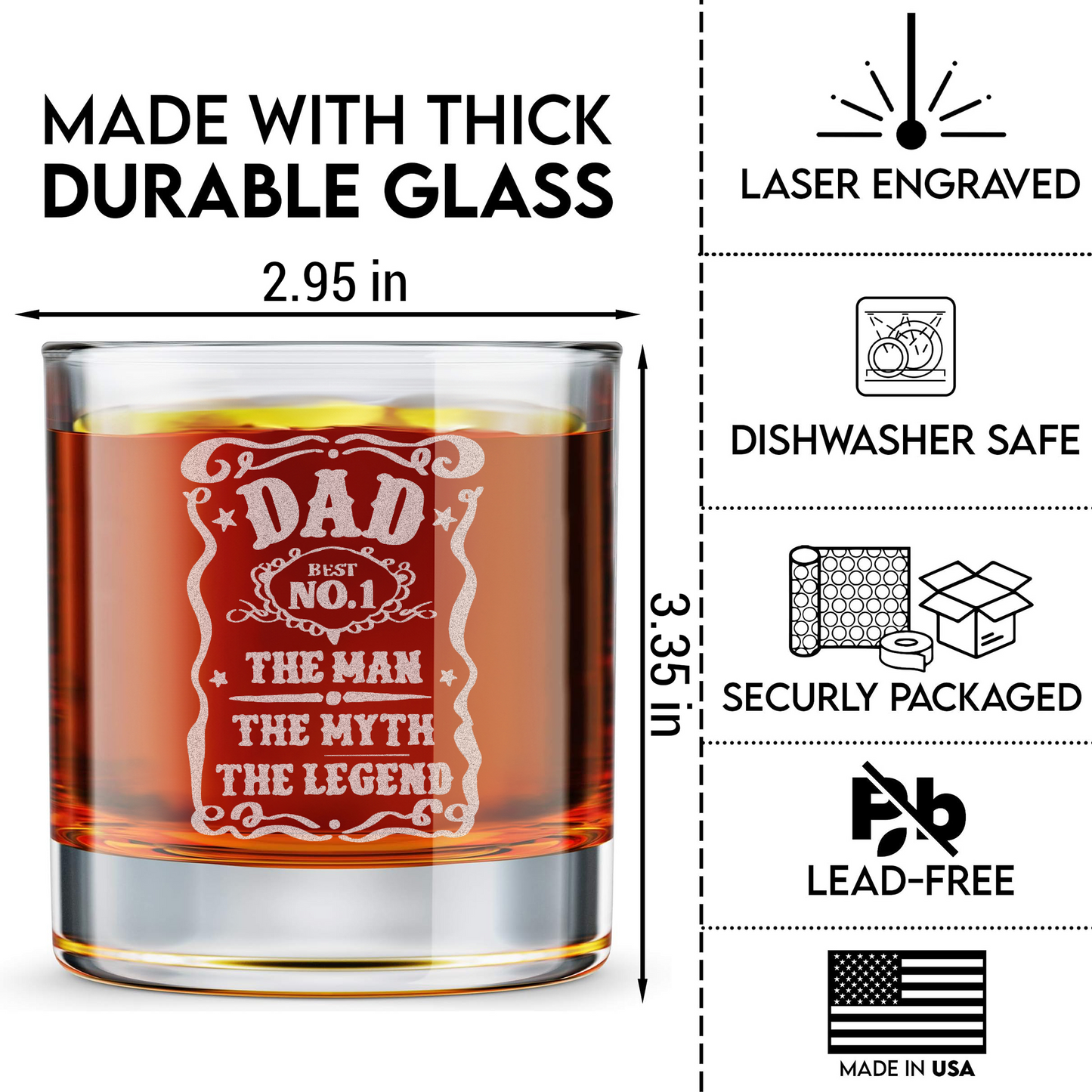 Dad Best No 1 - Daddy And Kids Whiskey Glass