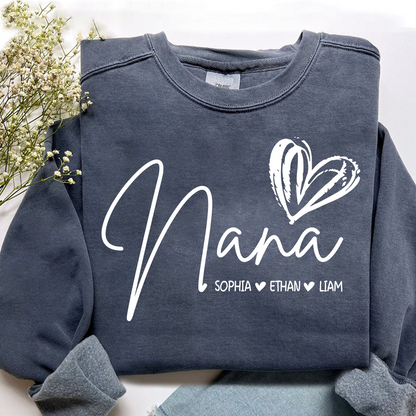 Personalized Nana Heart Sweatshirt Nana Heart, For Gift Grandma And Kids