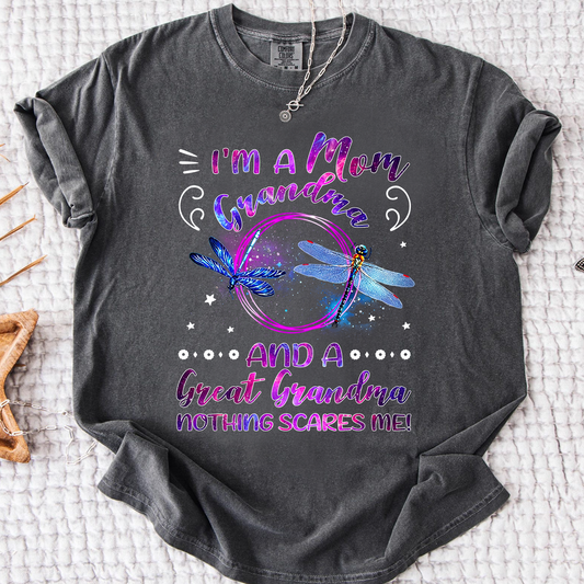 Funny Grandma Shirt, Custom Grandma. I'm a Mom and Great Grandma Nothing Scares Me, For Gift Grandma
