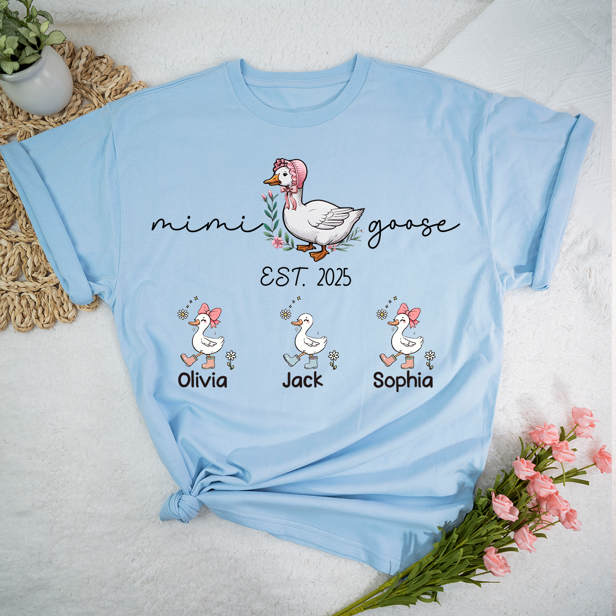Custom Mimi Goose Est Shirt, Personalized Nickname And Grandkids, Gift For Mother's Day