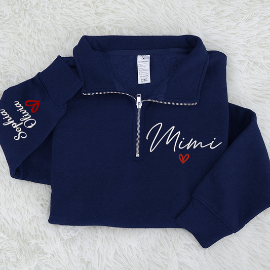 Personalized Hand Embroidered Mimi Sweater, Gift for Grandma and Grandchildren's Names
