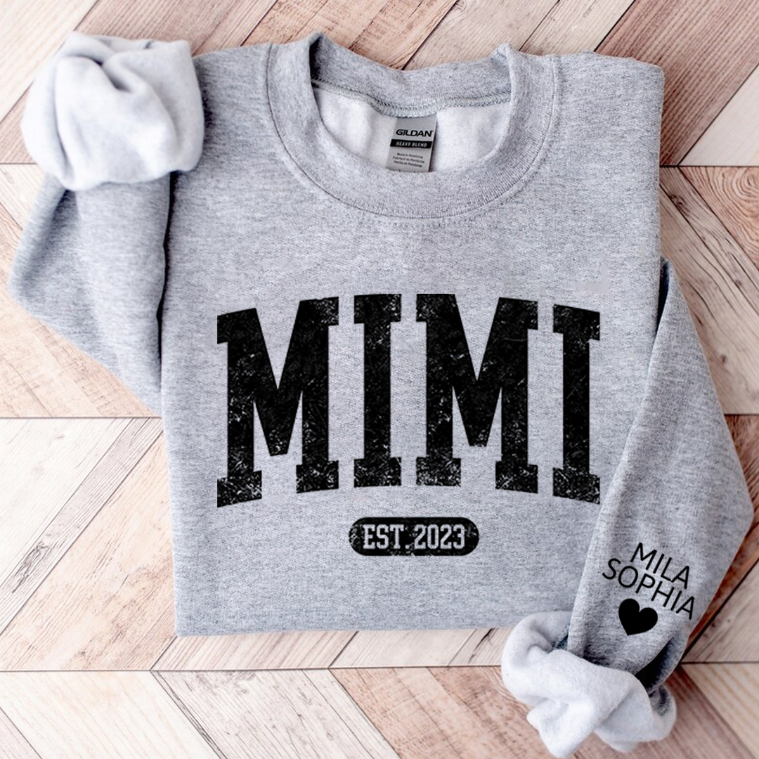 Custom Mimi Nana Grammy Est with Granddaughter and Grandson Names Sweatshirt