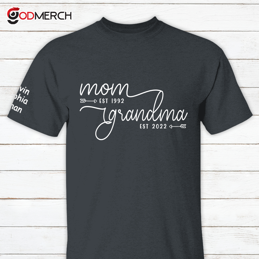 Personalized Mom Est Grandma Est TH T-Shirt