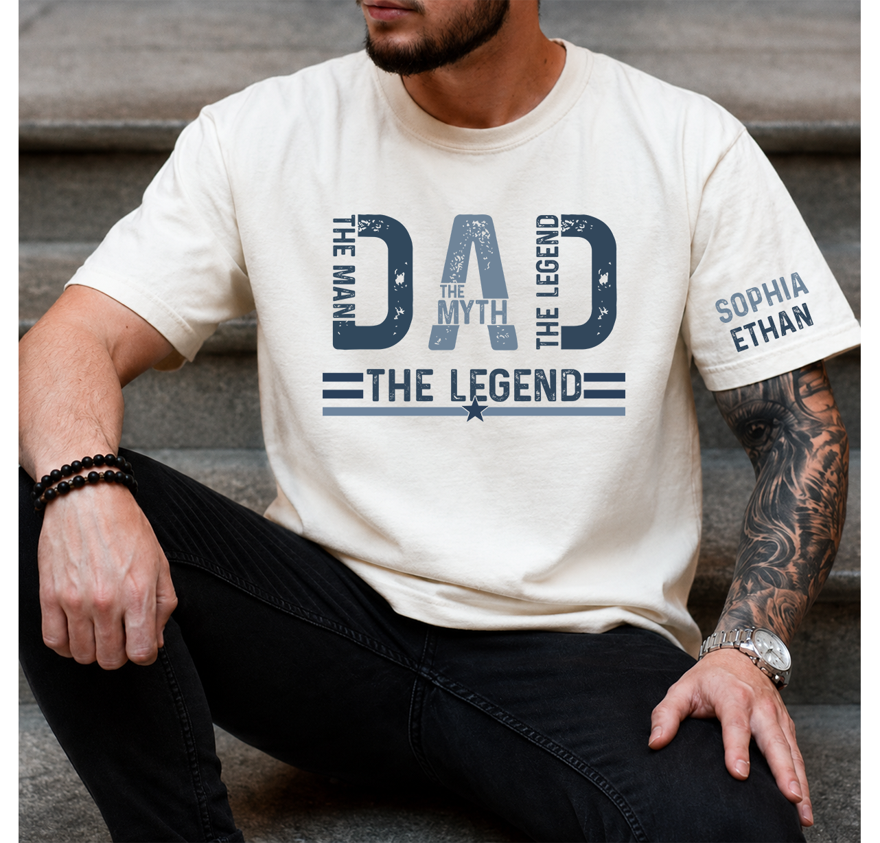 The Man The Myth The Legend Dad T-Shirt – Personalized Custom Name Gift for Daddy Papa Dad