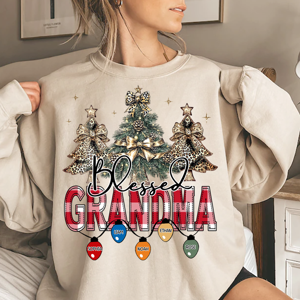 Personalized Blessed Grandma Sweatshirt, Gift for Grandma and Kids