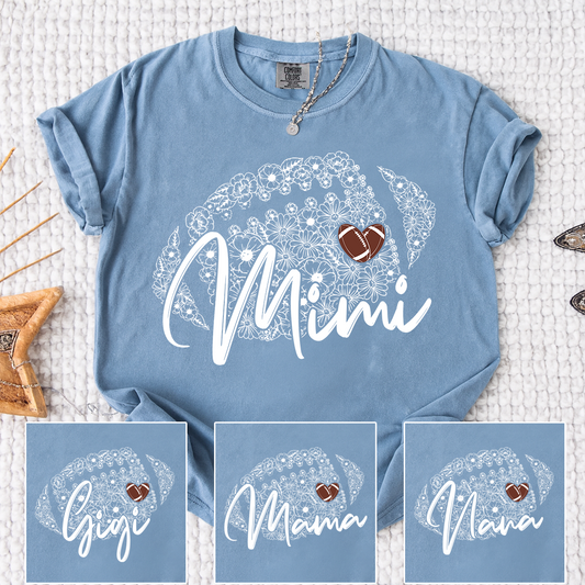 Comfort Mimi Football Shirt, Personalized Mimi T-Shirt with Floral Football Design