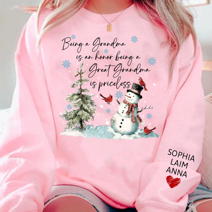 Being a Grandma Is an Honor Being a Great Grandma Is Priceless Sweatshirt, For Gift Grandma And Kids