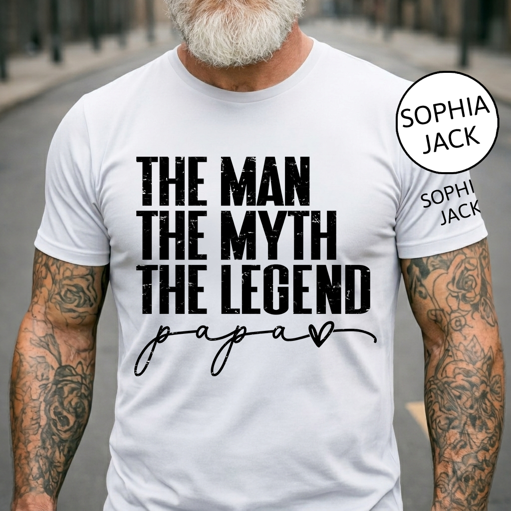 The Man The Myth The Legend Papa T-Shirt – Personalized Names Gift for Dad Fathers Day Birthday