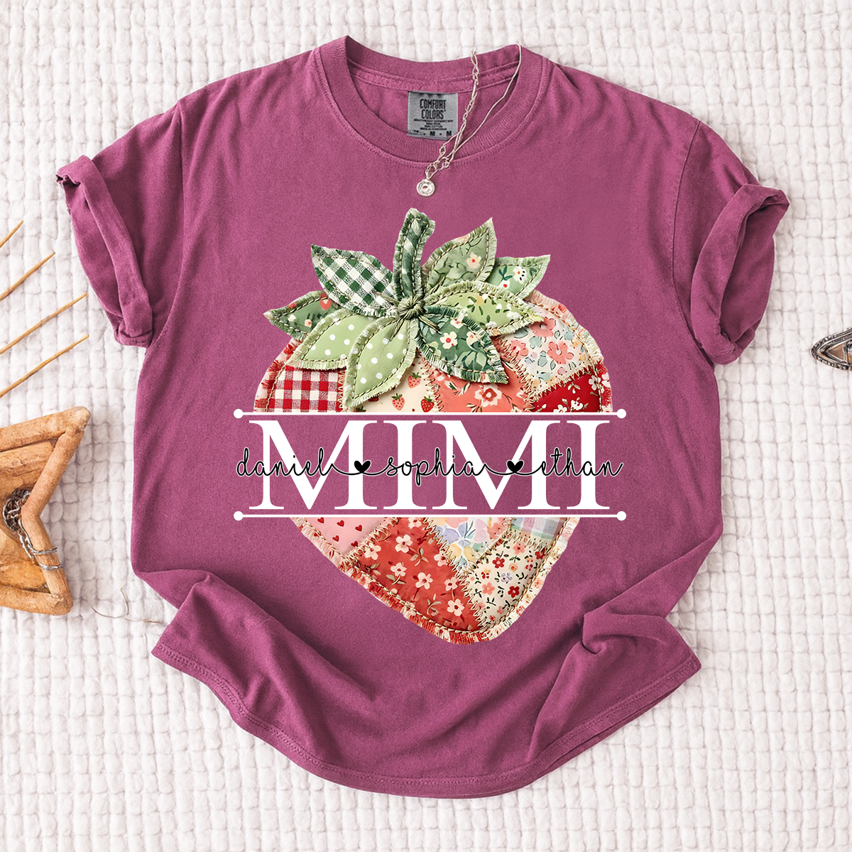 Comfort Colors® Mimi Strawberry Shirt, Personalized Cute Summer Grandma Tee For Gift Grandma And Kids