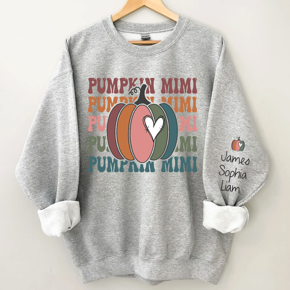 Pumpkin Mimi Autumn Sweatshirt, Custom Mimi & Kids Fall Autumn, Grandma Gift TH