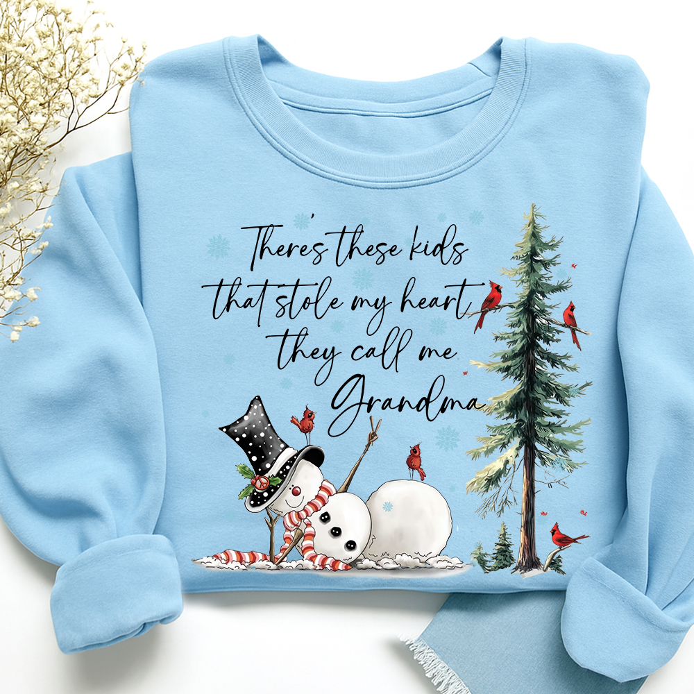 They Call Me Grandma, They Stole My Heart Sweatshirt – Personalized Gift for Grandmother, Cute Holiday Outfit for Christmas