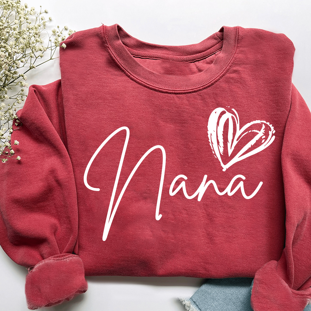 Custom Nana Heart Sweatshirt, Custom Gifts for Grandma and Grandchild
