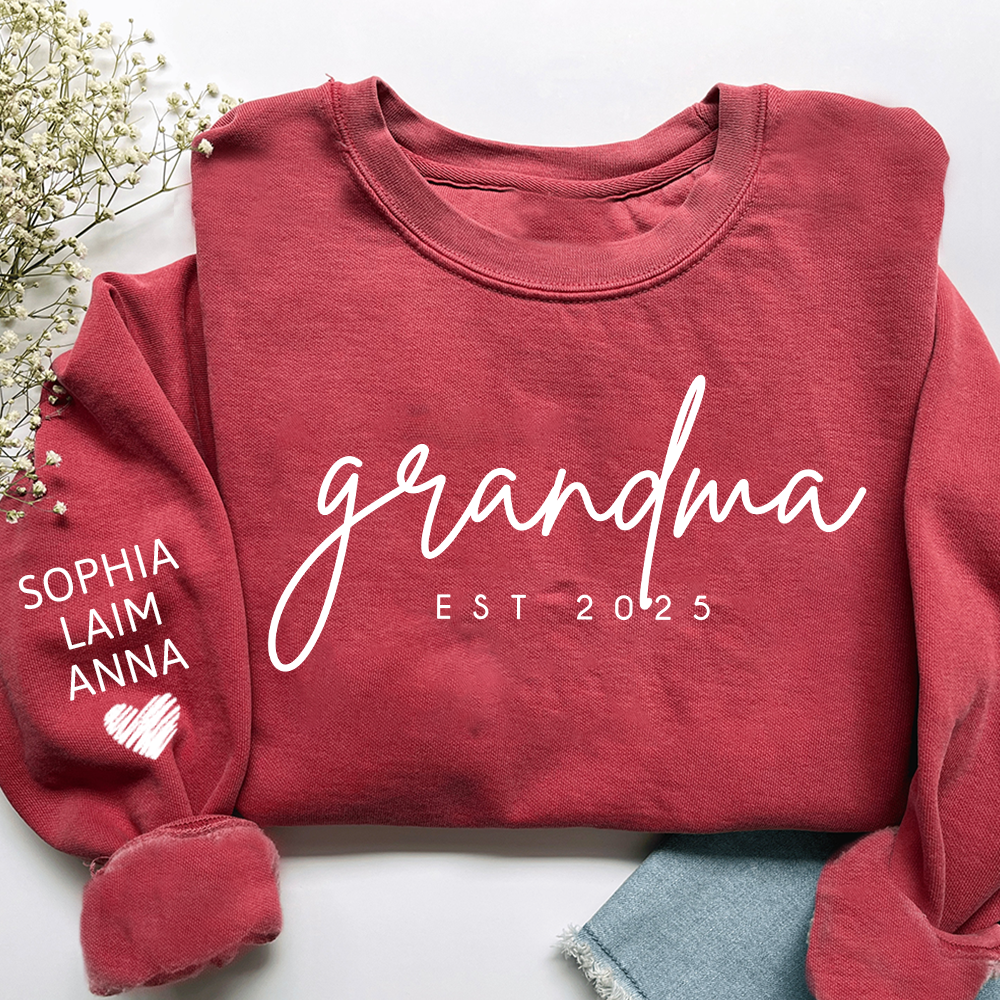 Personalized Grandma Est Sweatshirt, Gifts for Grandma, Custom Grandma and Grandchild Names