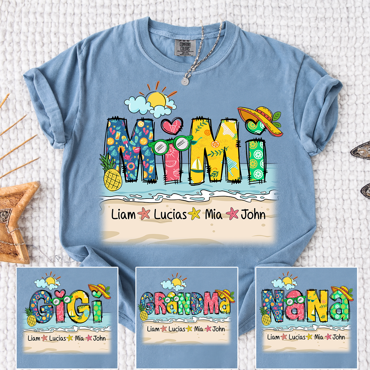 Comfort Colors® Cute Vacation Mimi Shirt with Pineapple and Sunglasses Design for Family