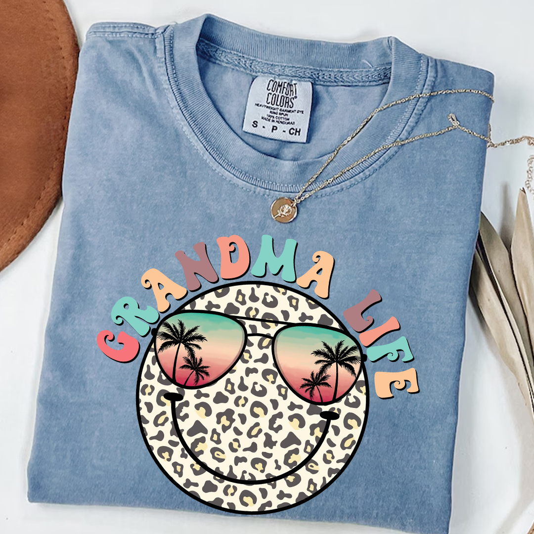 Comfort Colors® Grandma Life Summer Smile T-Shirt, Custom Grandma With Grandkids Shirt