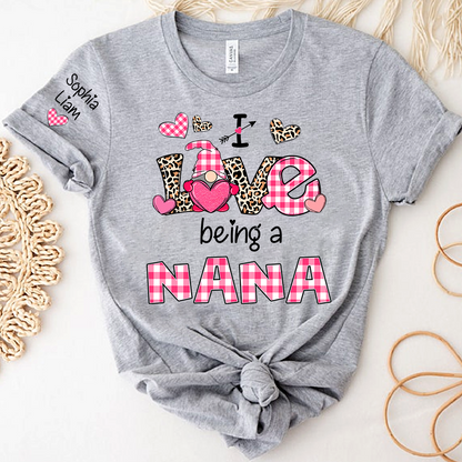 Personalized Nana Shirt I Love Being a Nana with Custom Names, Cute Grandma T Shirt Gift