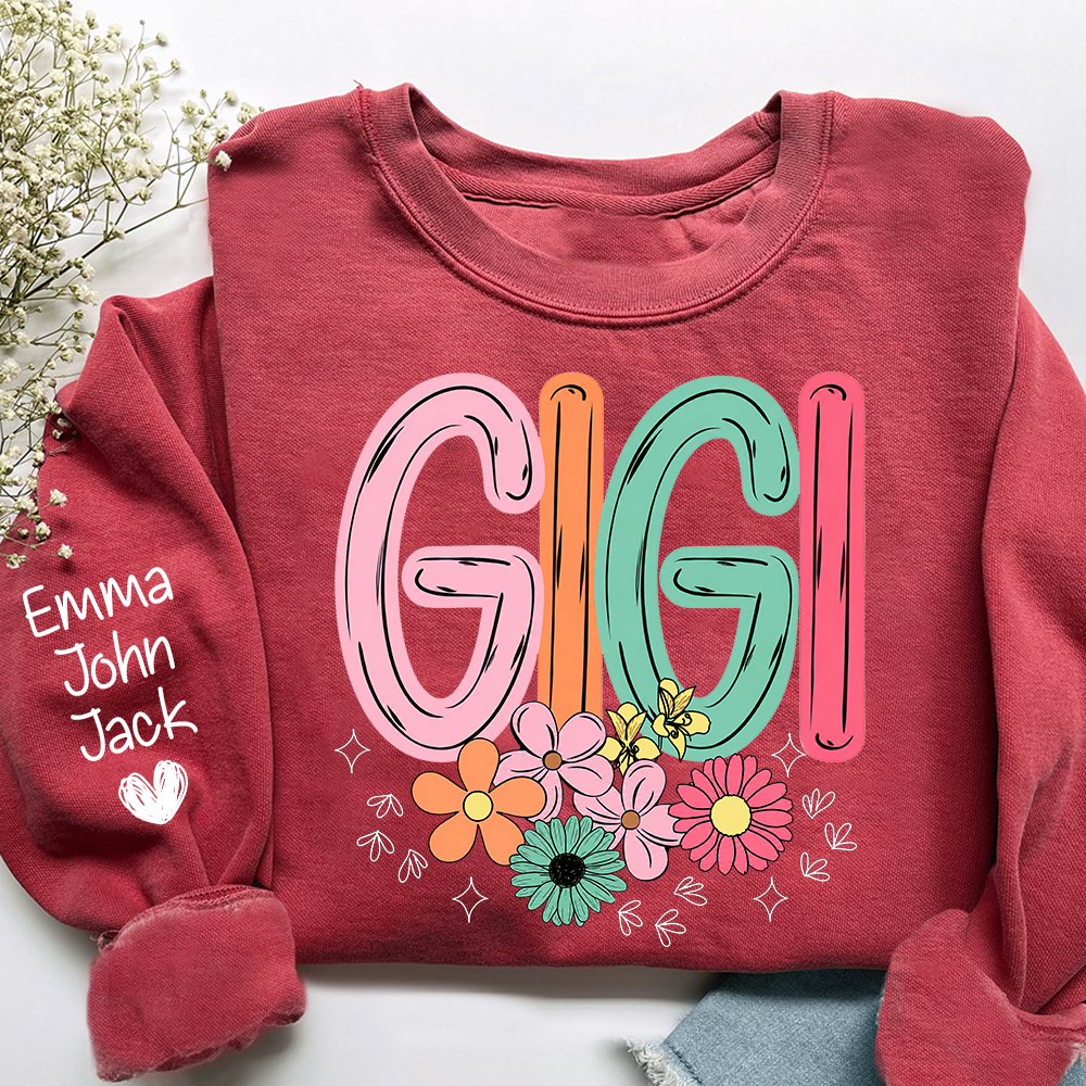 Personalized Floral Grandma Bundle, Custom Grandma Gigi T Shirt, Cute Colorful Flowers Gift for Women