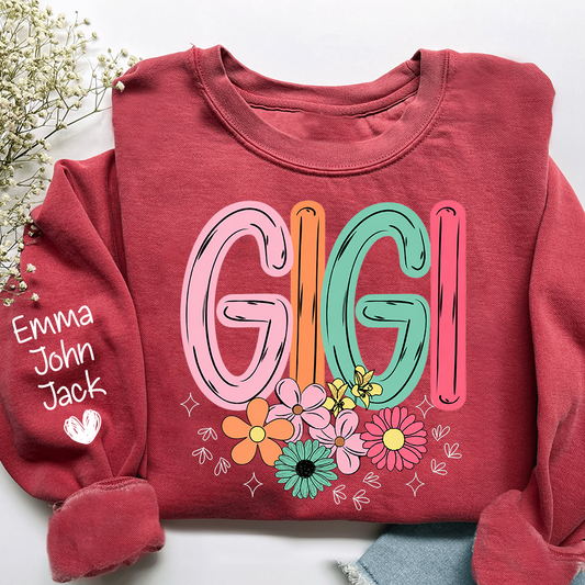 Personalized Floral Grandma Bundle, Custom Grandma Gigi T Shirt, Cute Colorful Flowers Gift for Women