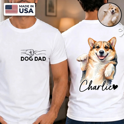 Custom Dog Dad Shirt, Personalized Pet Portrait T Shirt with Dog Name, Gift for Dog Owners and Pet Lovers