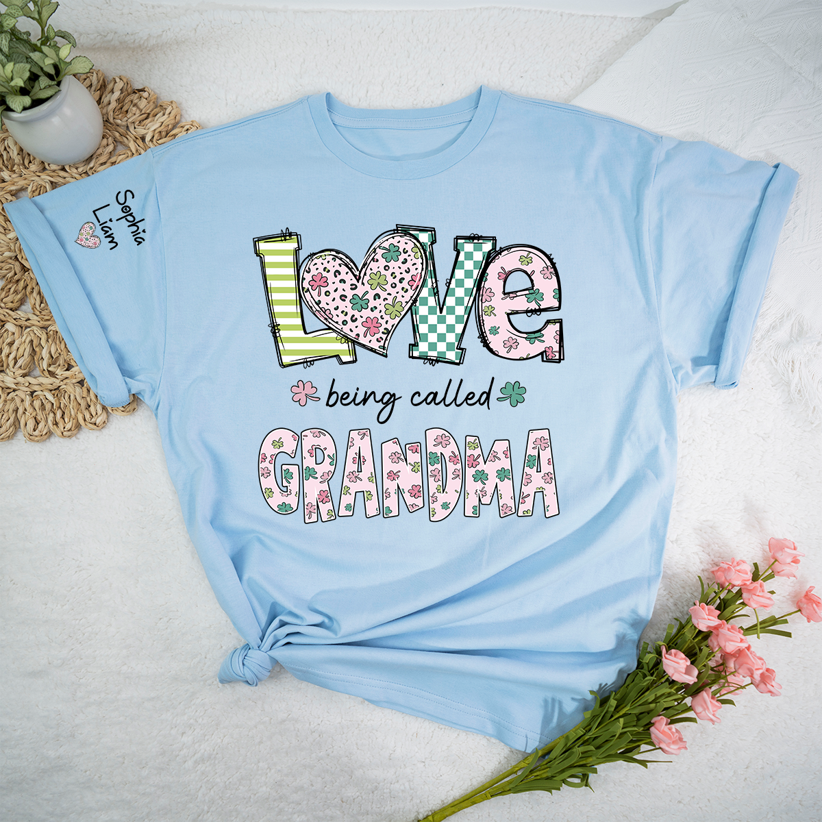 Love Being Called Grandma Shirt for Women, Custom Grandma Name Shirt, Floral Style Family T Shirt, Grandma Birthday or Holiday Gift