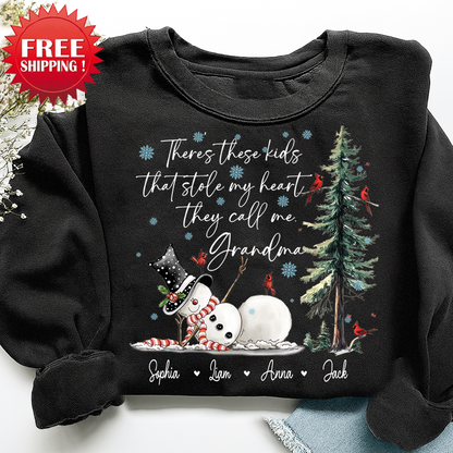 They Call Me Grandma, They Stole My Heart Sweatshirt – Personalized Gift for Grandmother, Cute Holiday Outfit for Christmas