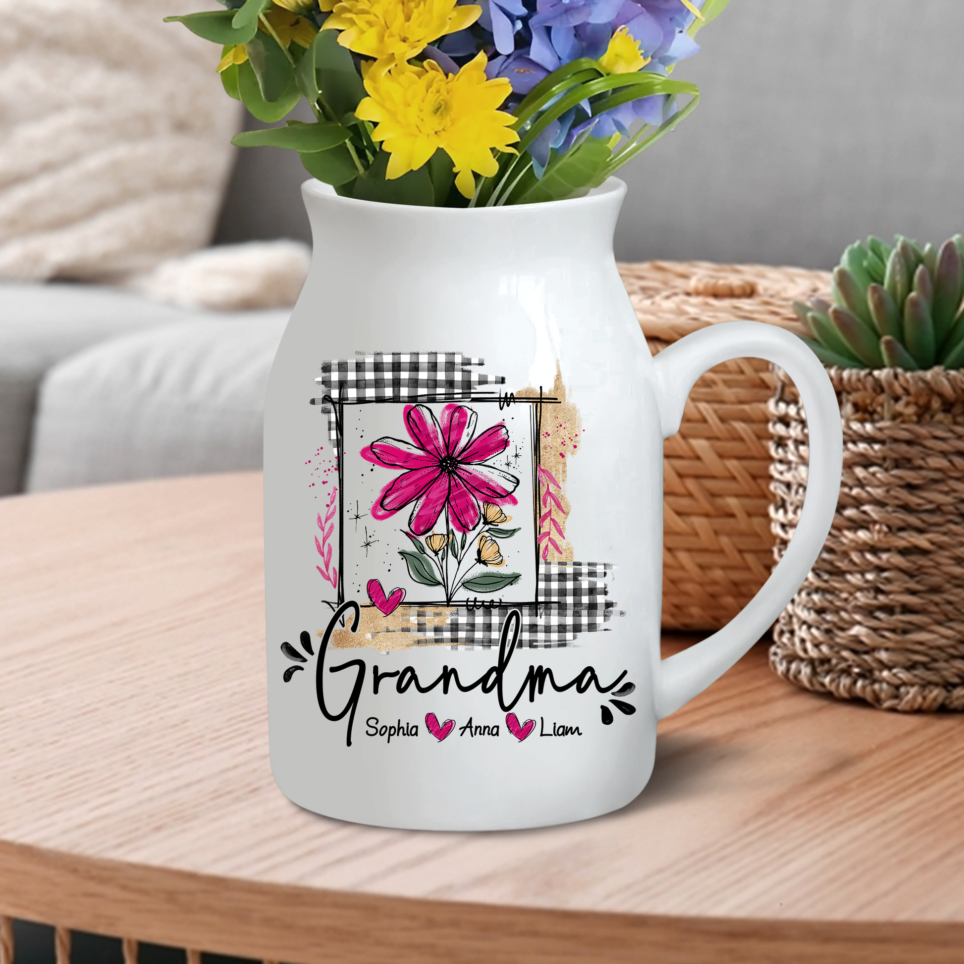 Gift for Grandma and Children - Custom home decoration flower vase according to family requirements - Warm gift for Mother's Day, Ceramic Flower Vase
