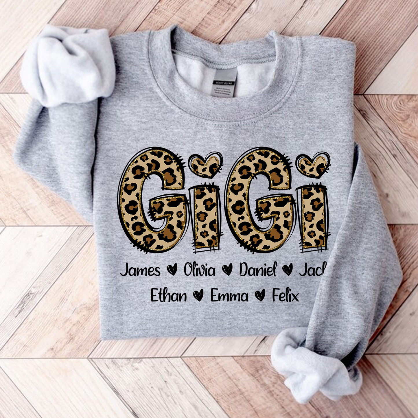 Personalized Gigi Leopard, Custom Grandma With Kids, Grandma Gift TH Sweatshirt, T-Shirt