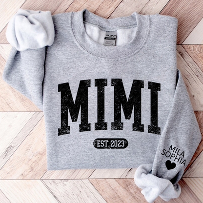 Custom Mimi Est with Granddaughter and Grandson Names Sweatshirt