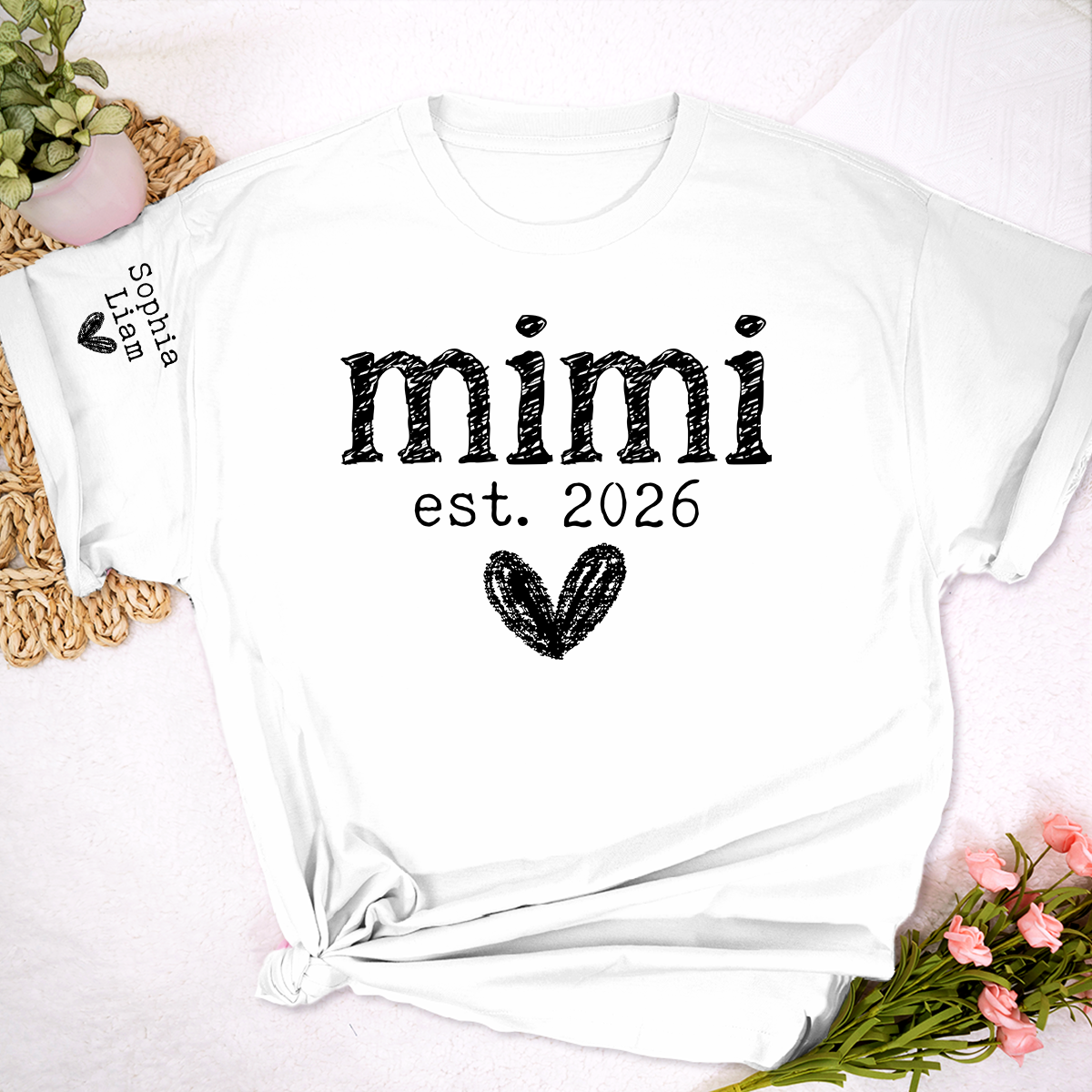 Mimi Est. 2026 Shirt, Personalized Mimi T Shirt, Custom Grandma Gift, Cute Heart Design for Mimi