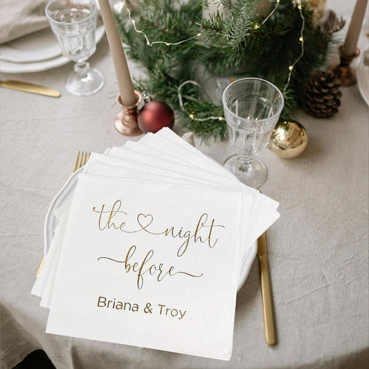 Luxury Personalized Pack 15pcs The Night Before Wedding Napkins, Rehearsal Dinner Napkins, Wedding Rehearsal Dinner Decorations, Rehearsal Dinner Beverage Cocktail Luncheon Napkins, Wedding Napkins 3