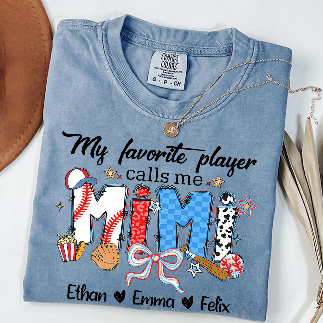Comfort Colors® My favorite Player Calls Me Grandma Baseball Shirt, Gift For Grandma T-Shirt