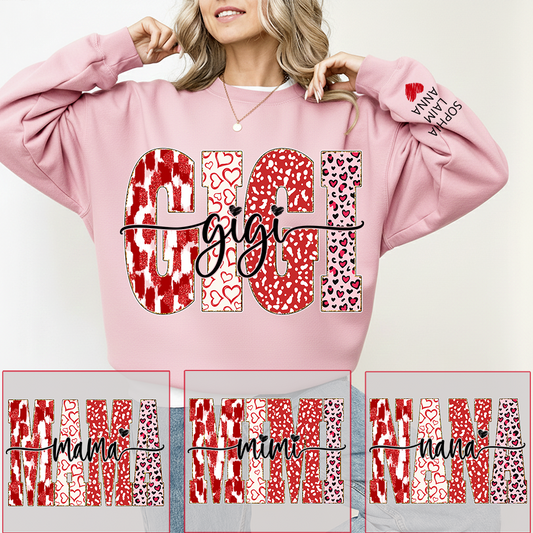 Personalized Valentine Gigi Heart Sweatshirt, Gifts for Grandma And Kids
