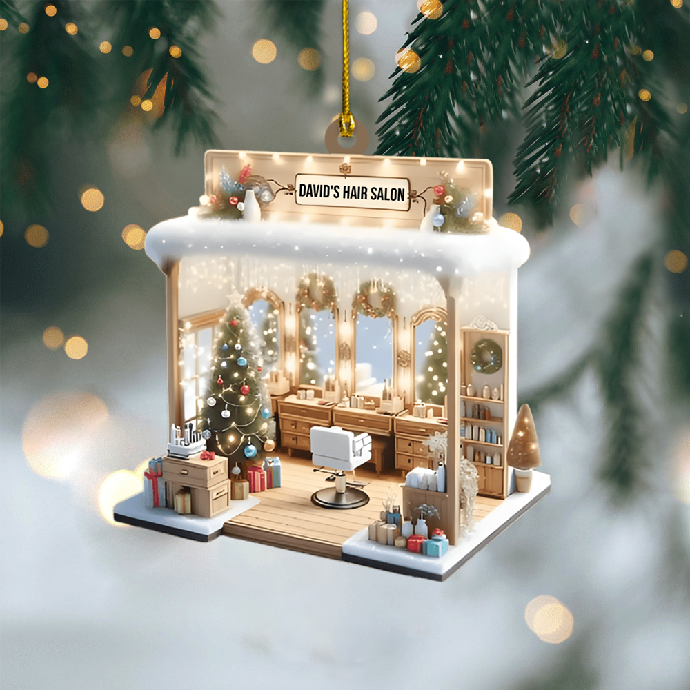 Personalized Hair Stylist Salon Ornament – Custom Name Beauty Studio Christmas Decoration, Gift for Hairdressers and Cosmetologists Ornament