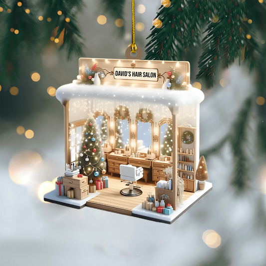 Personalized Hair Stylist Salon Ornament – Custom Name Beauty Studio Christmas Decoration, Gift for Hairdressers and Cosmetologists Ornament