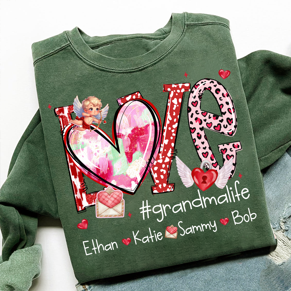 Personalized Love Grandma Life Sweatshirt, Custom Valentine Heart Design